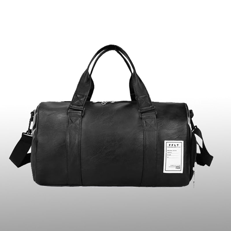 Sac de voyage cylindrique en similicuir à bandoulière réglable