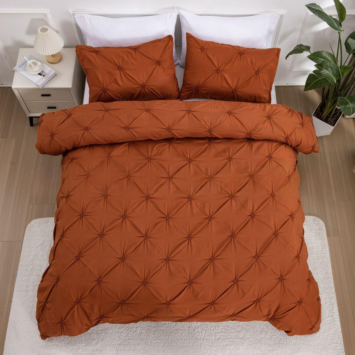 Parure de lit en polyester à plis géométriques