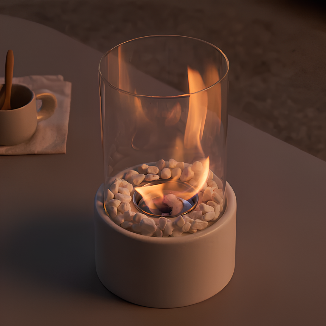 Lampe à combustible avec cylindre en verre et éteignoir