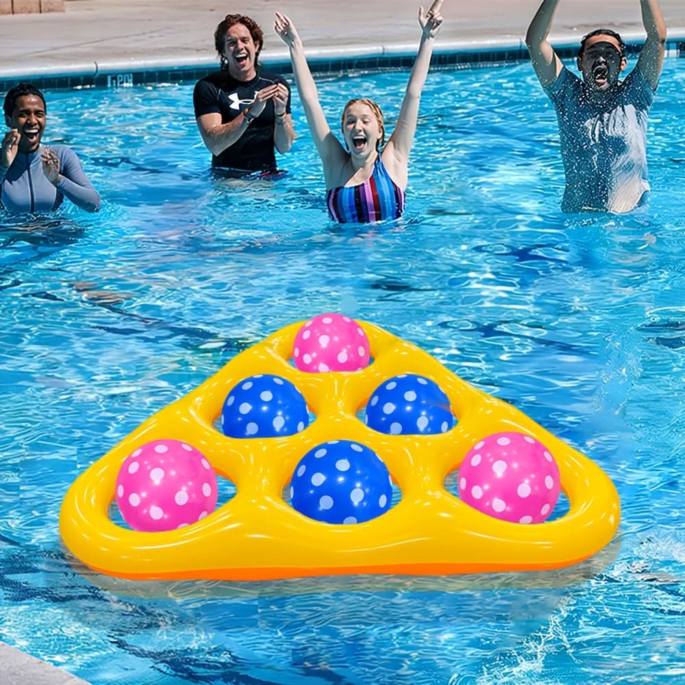 Jeu de lancer gonflable triangulaire pour piscine avec six balles – image 4