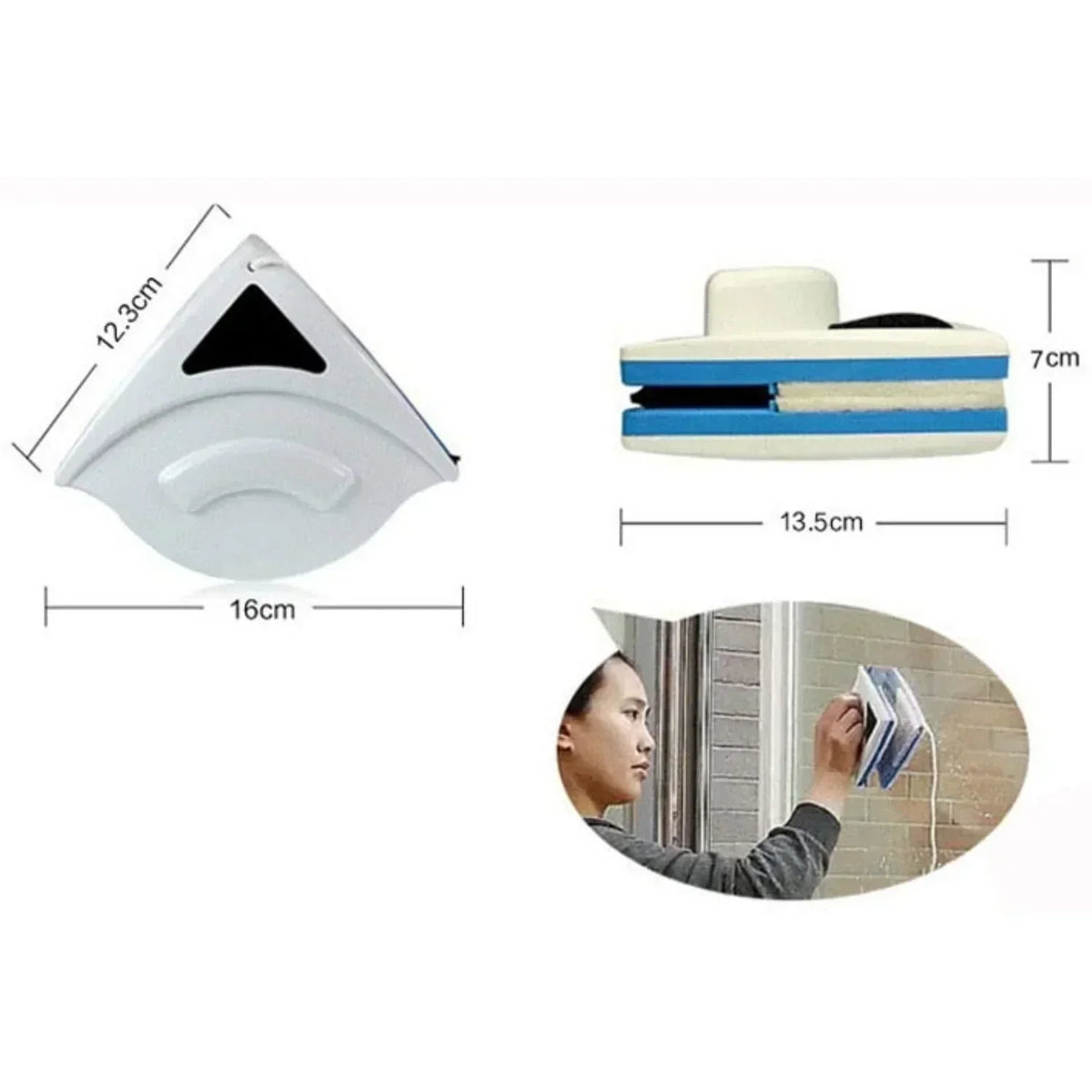 Nettoyeur magnétique de vitres double face, vitrage 3–8 mm