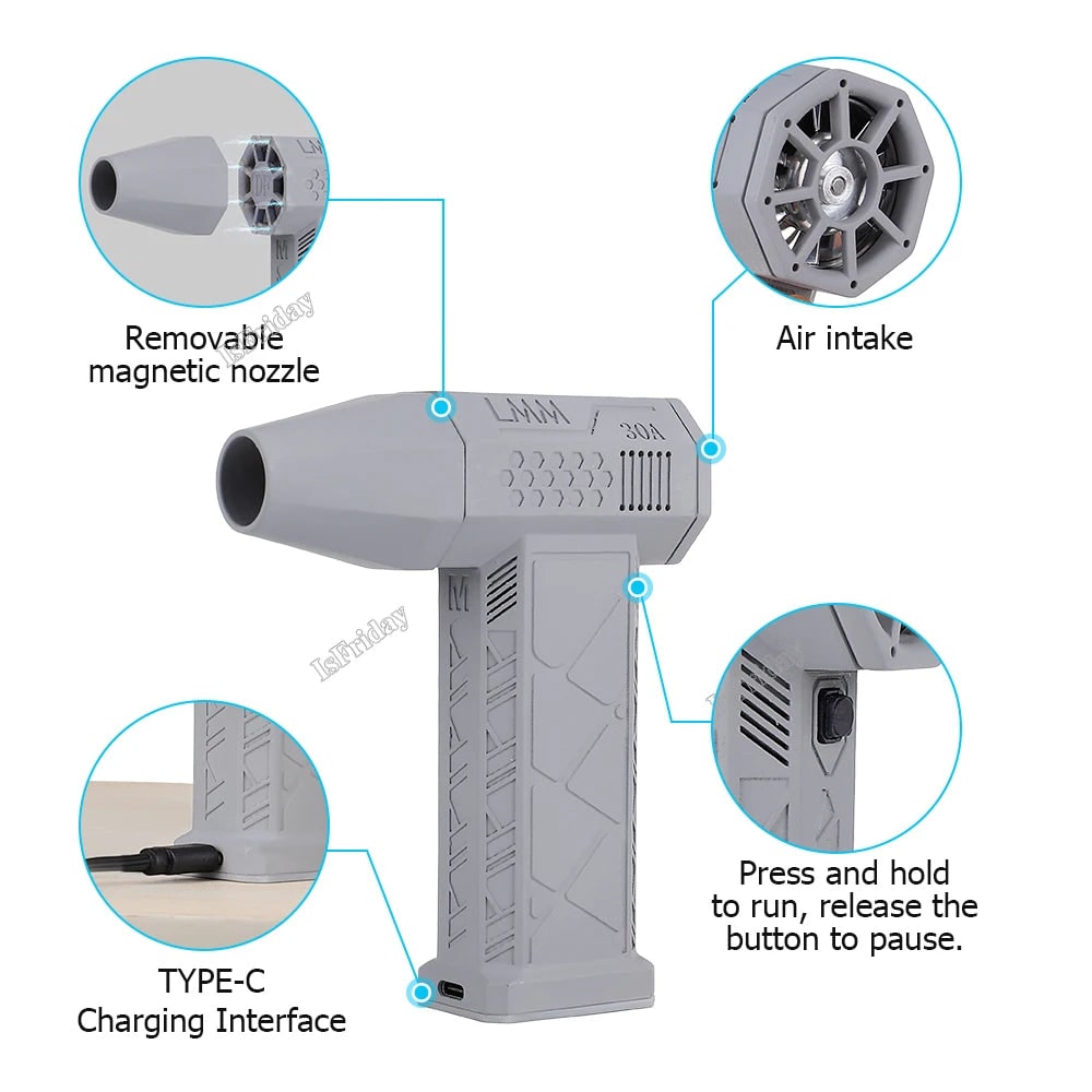 Souffleur d'air portatif sans fil rechargeable USB-C