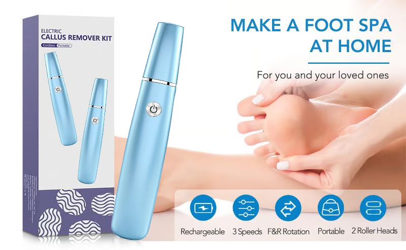 Râpe électrique pour pieds rechargeable à rouleau abrasif