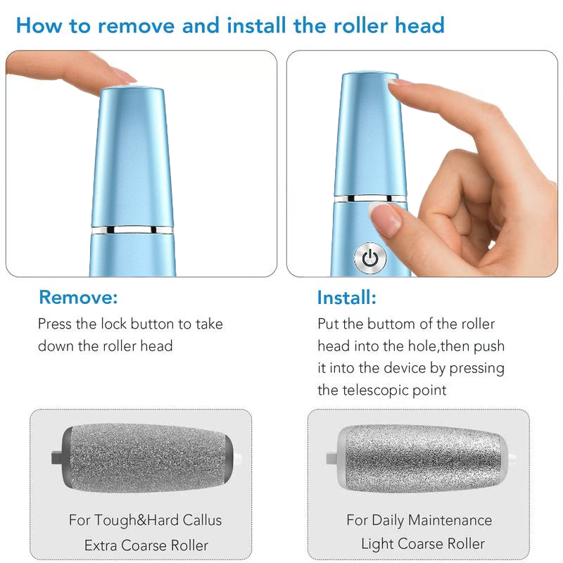Râpe électrique pour pieds rechargeable à rouleau abrasif
