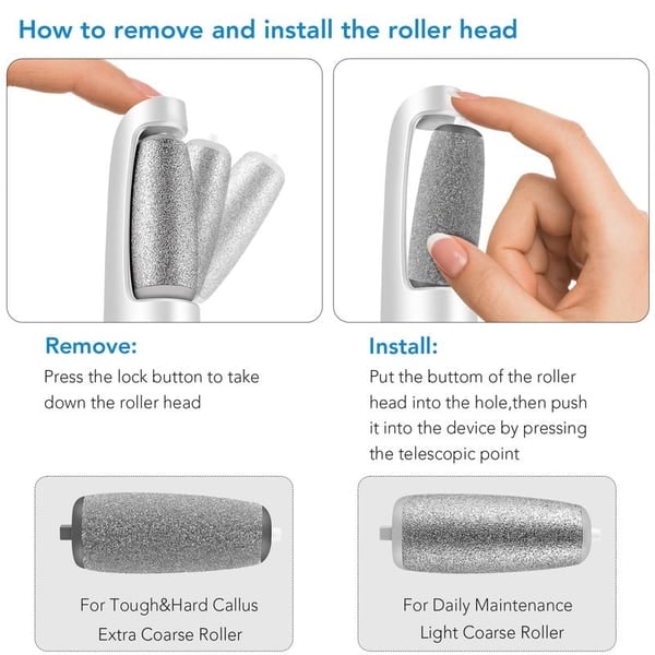 Râpe électrique pour pieds rechargeable à rouleau abrasif