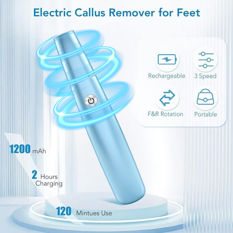 Râpe électrique pour pieds rechargeable à rouleau abrasif