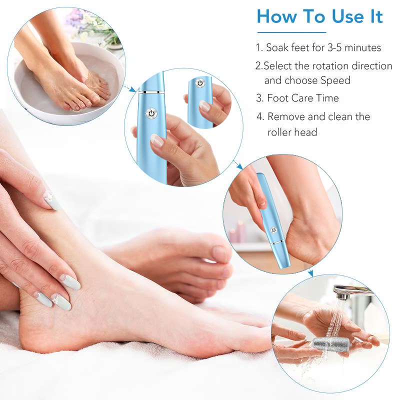 Râpe électrique pour pieds rechargeable à rouleau abrasif