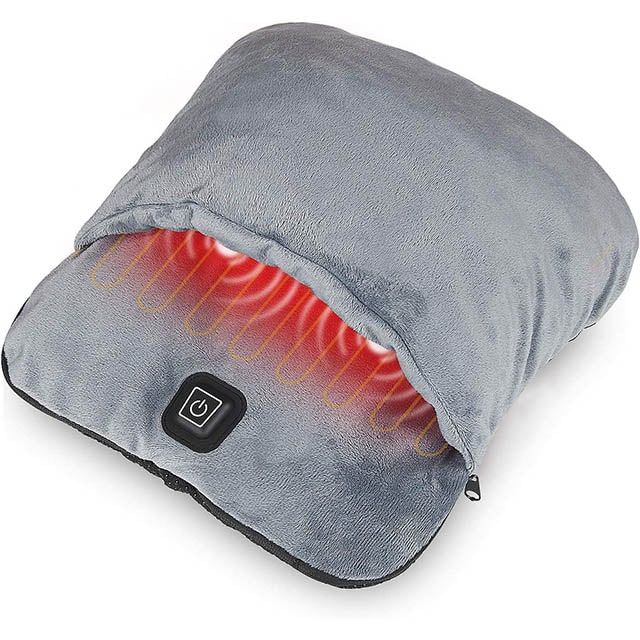 Chauffe-pieds USB en polaire avec massage par vibrations