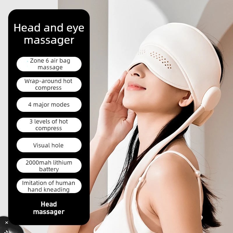 Masseur de tête et des yeux à compression d'air avec chaleur