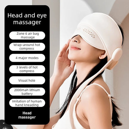 Masseur de tête et des yeux à compression d'air avec chaleur