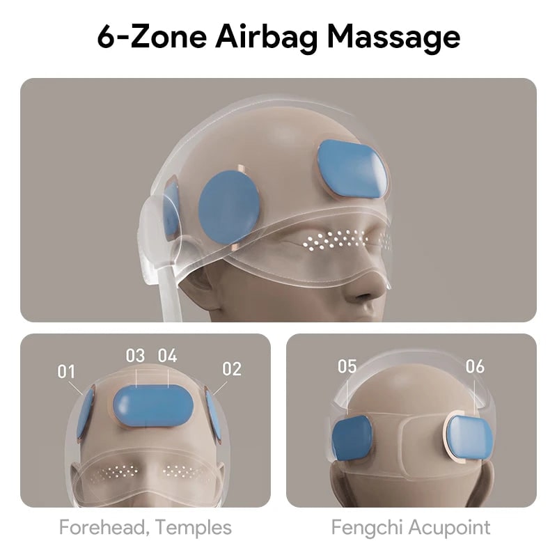 Masseur de tête et des yeux à compression d'air avec chaleur