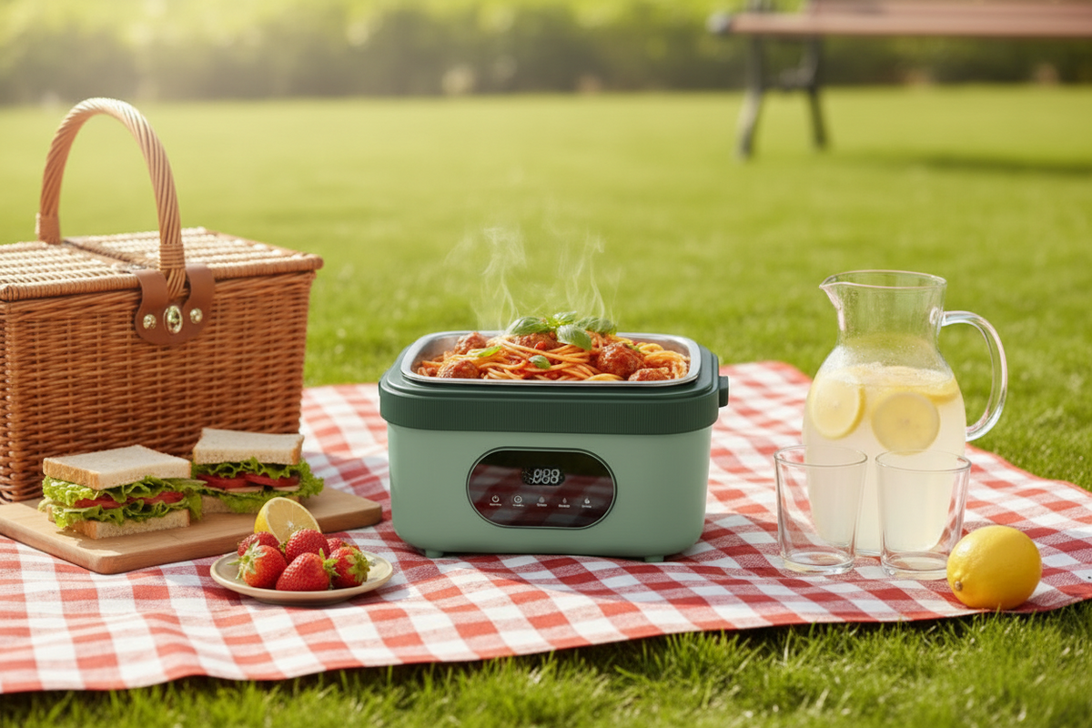 Boîte repas chauffante sans fil à batterie et écran LED