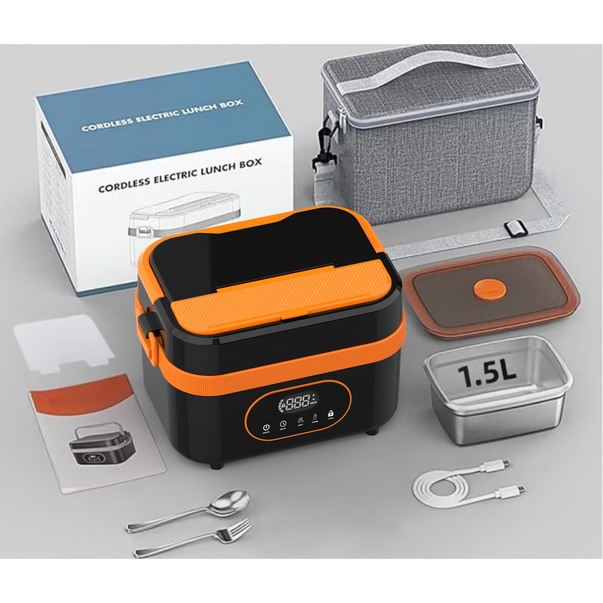 Boîte repas chauffante sans fil à batterie et écran LED