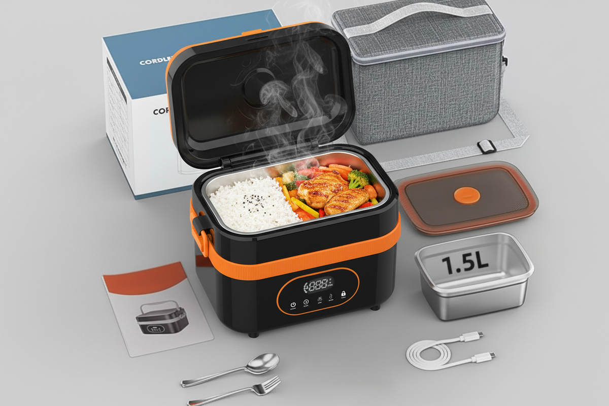 Boîte repas chauffante sans fil à batterie et écran LED