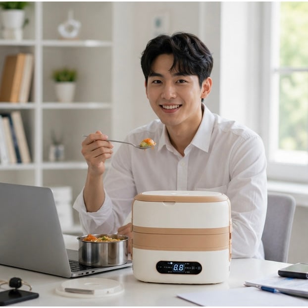 Boîte repas chauffante à compartiments inox et commande numérique