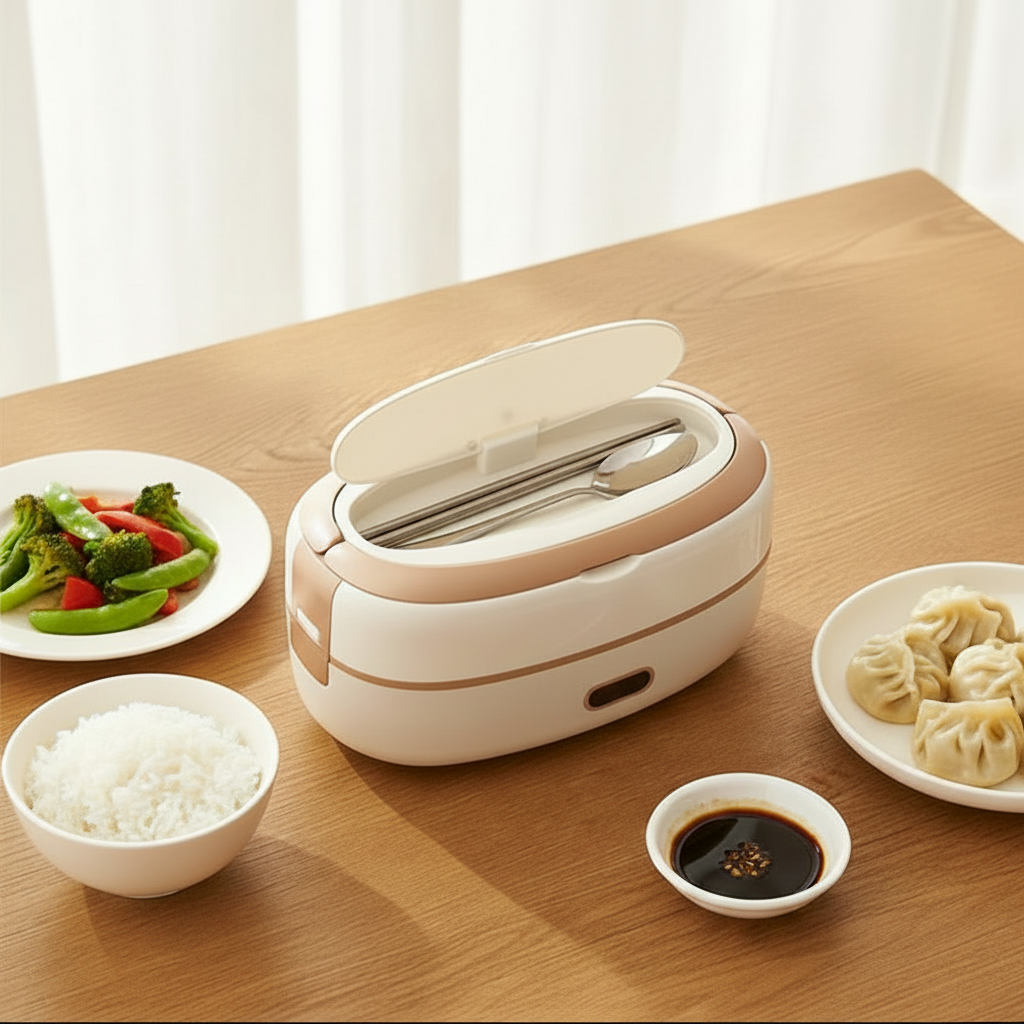 Boîte repas chauffante à compartiments inox et commande numérique
