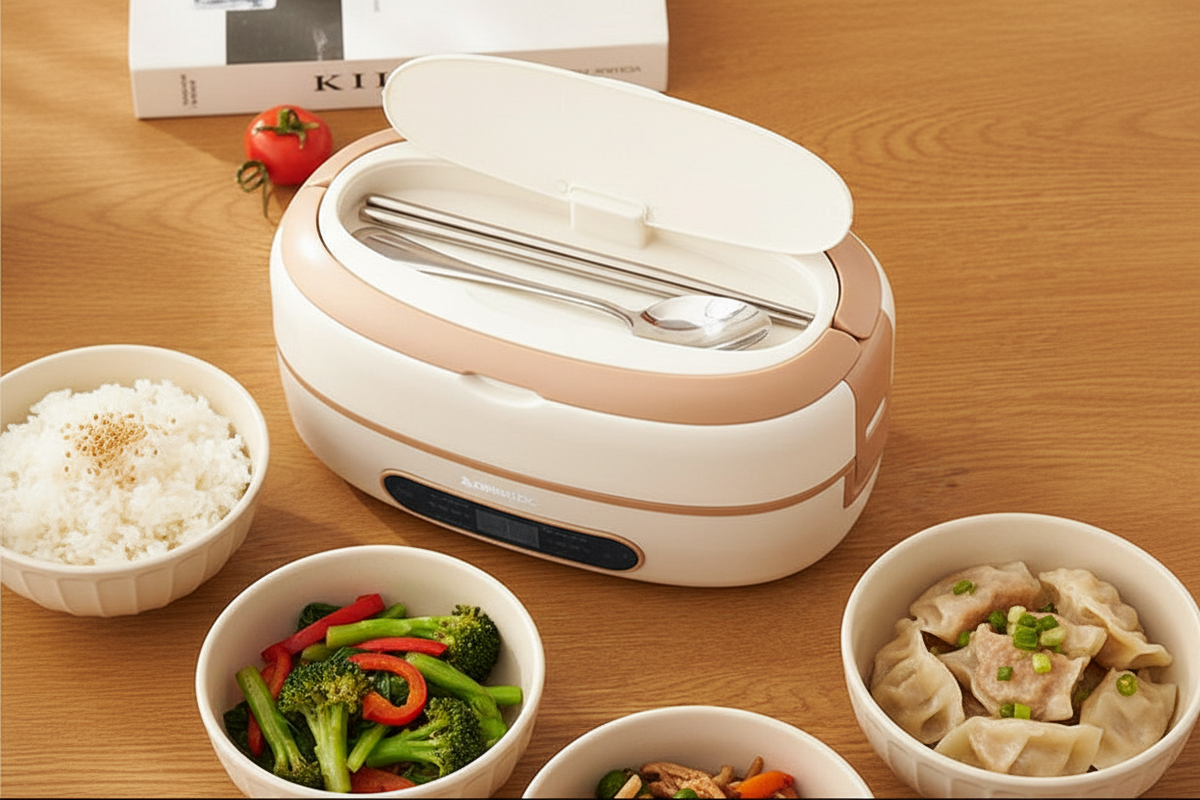 Boîte repas chauffante à compartiments inox et commande numérique