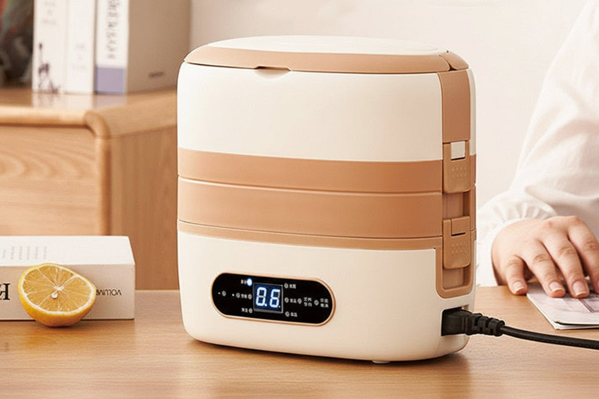 Boîte repas chauffante à compartiments inox et commande numérique