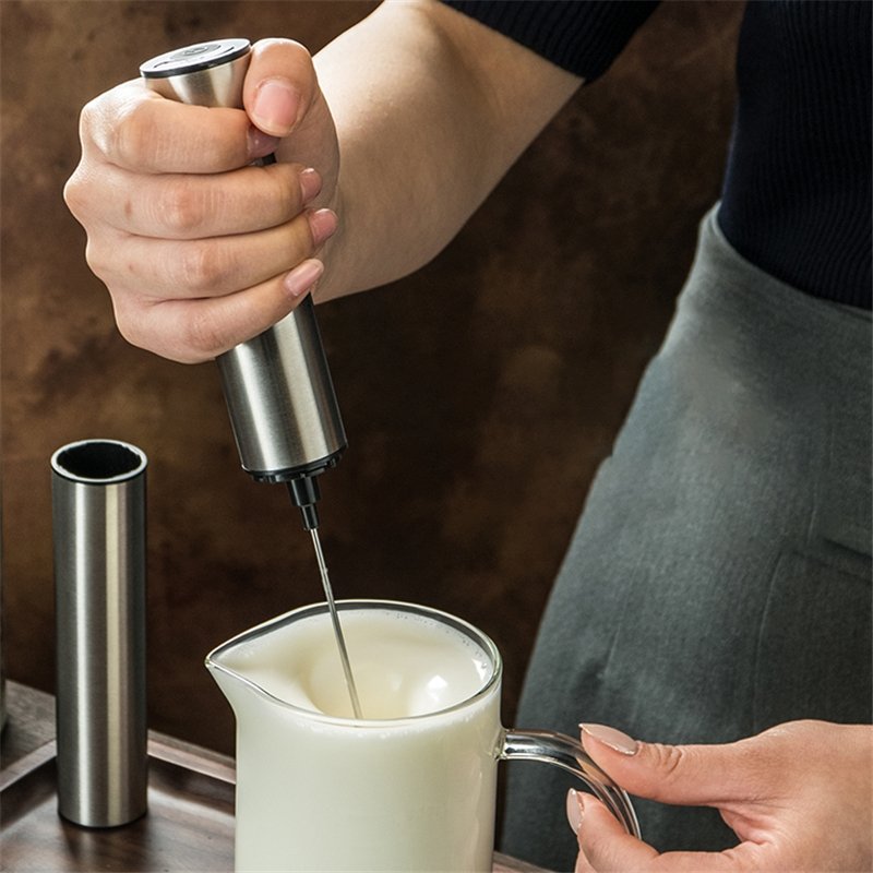 Mousseur à lait électrique à main en acier inoxydable