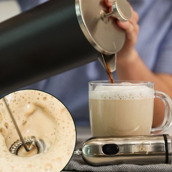 Mousseur à lait électrique à main en acier inoxydable