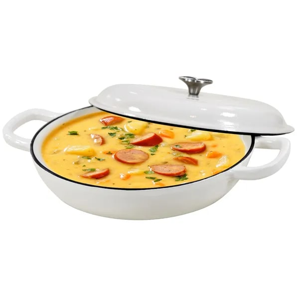 Sauteuse ronde en fonte émaillée avec couvercle et anses