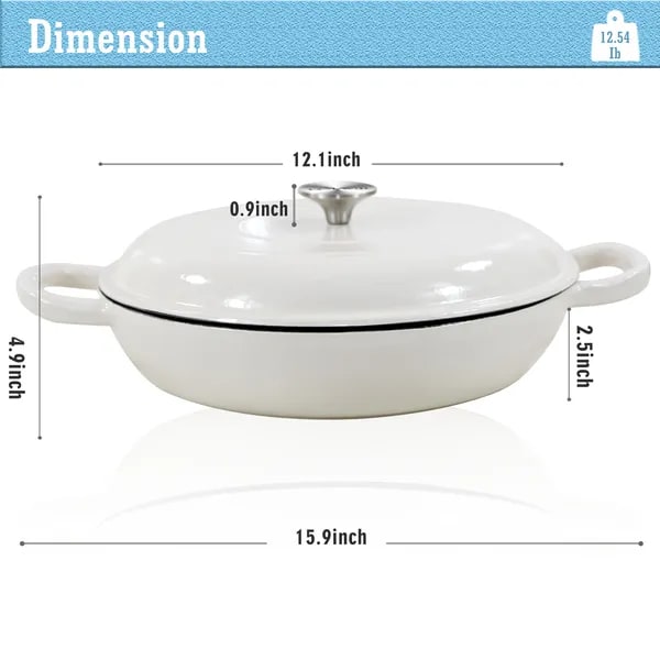 Sauteuse ronde en fonte émaillée avec couvercle et anses