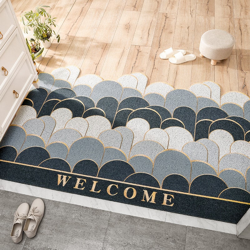 Tapis d'entrée en PVC texturé à bordure festonnée