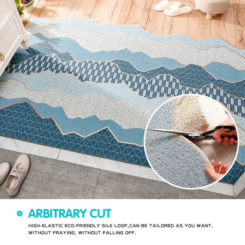 Tapis d'entrée en PVC texturé à bordure festonnée