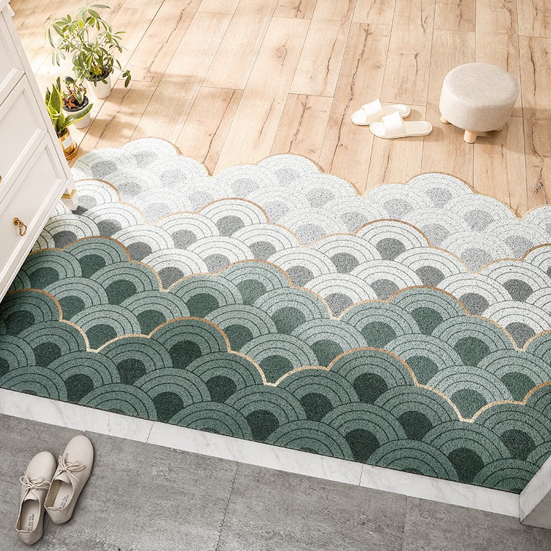 Tapis d'entrée en PVC texturé à bordure festonnée