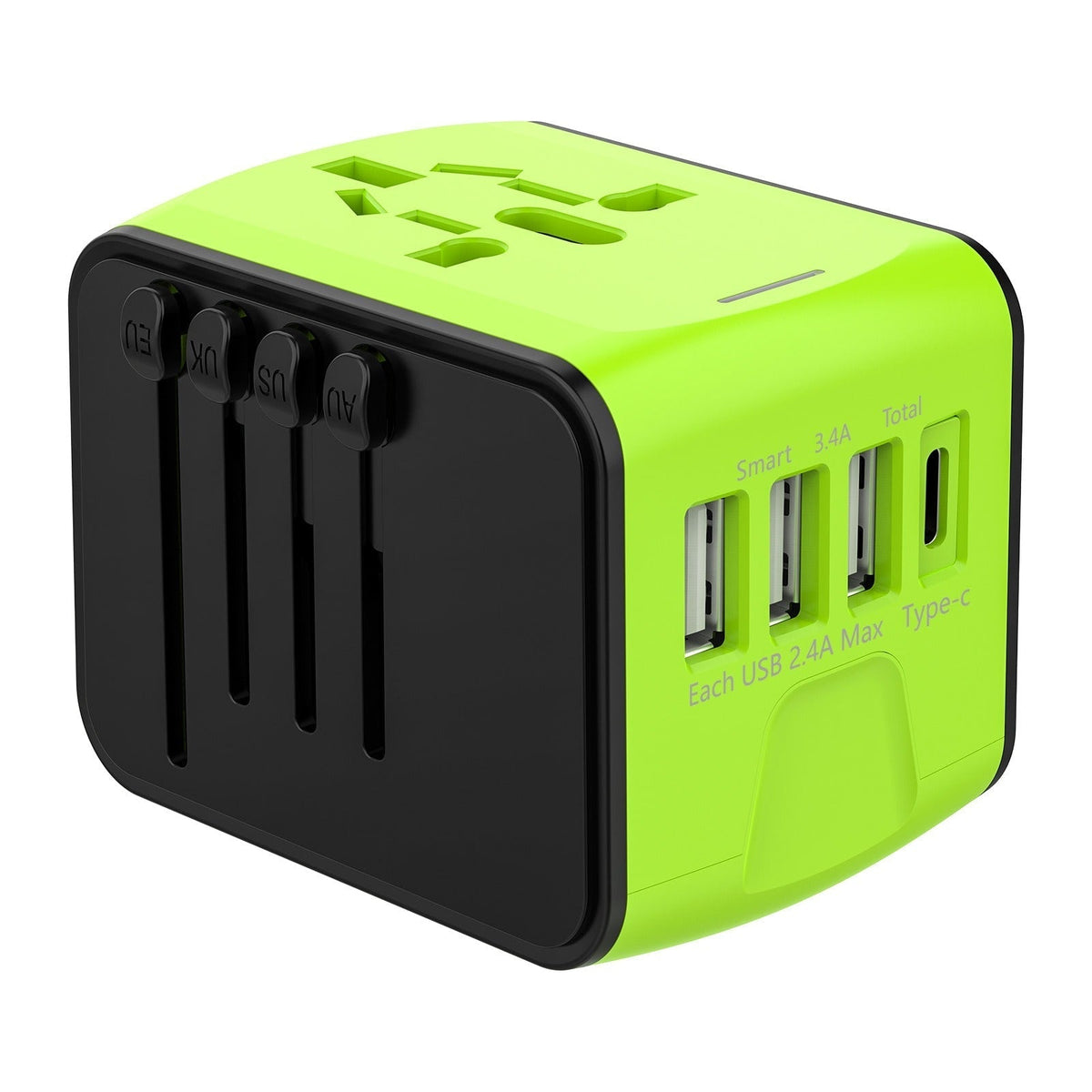 Adaptateur de voyage universel avec trois USB-A et un USB-C