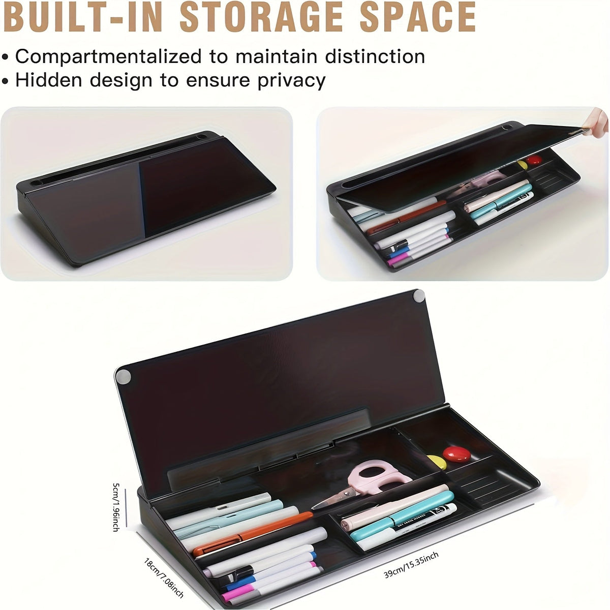 Tableau de bureau effaçable avec rangement aimanté