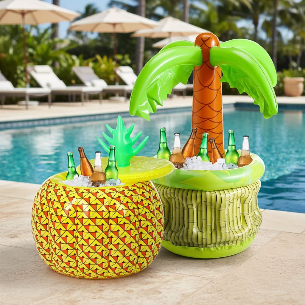 Lot de refroidisseurs de boissons gonflables ananas et palmier – image 1