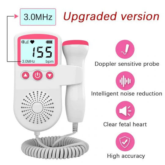 Doppler fœtal portatif à sonde 3 MHz et écran LCD
