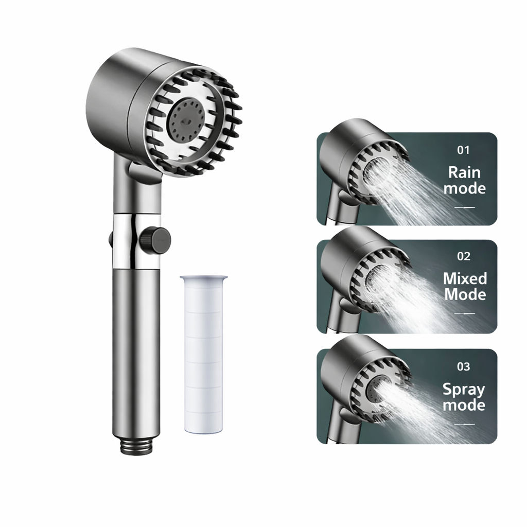 Pommeau de douche filtrant à bouton d'arrêt