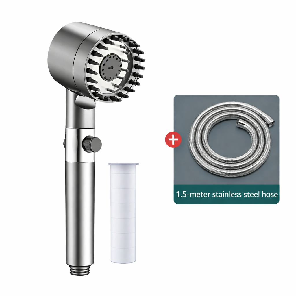 Pommeau de douche filtrant à bouton d'arrêt