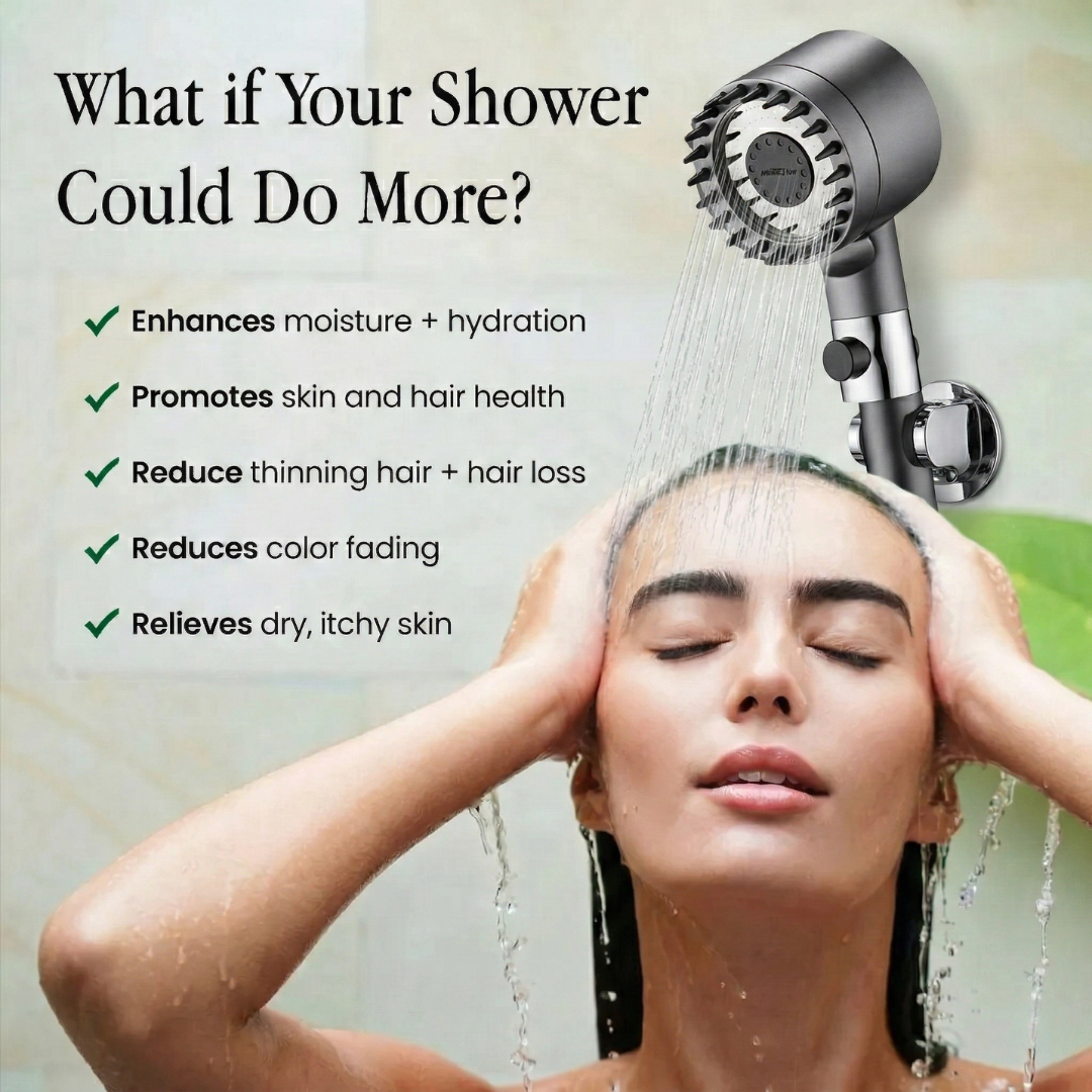 Pommeau de douche filtrant à bouton d'arrêt