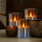 Lot de trois bougies LED sans flamme en cylindres de verre