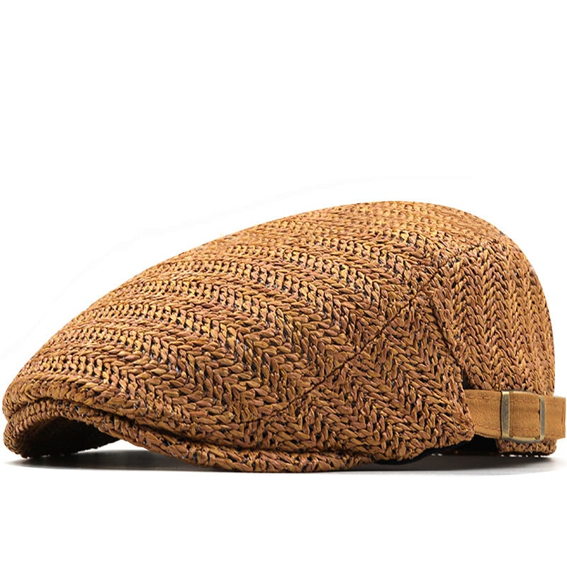 Casquette plate en paille tressée à sangle réglable