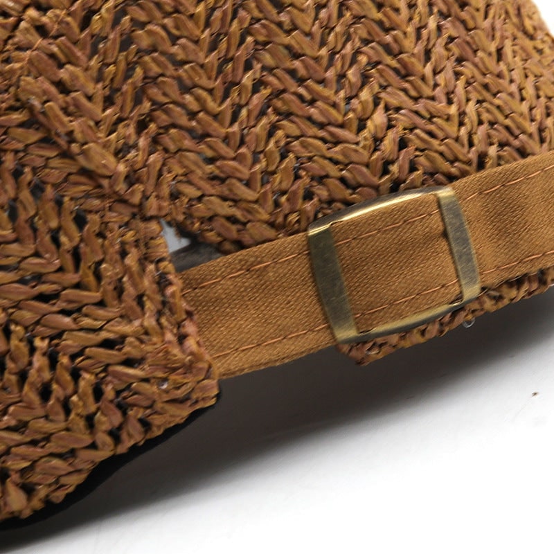 Casquette plate en paille tressée à sangle réglable