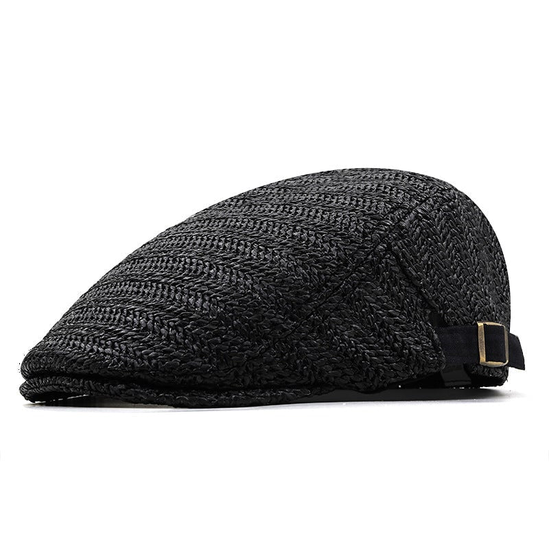 Casquette plate en paille tressée à sangle réglable