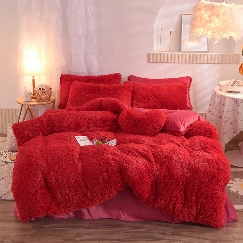 Housse de couette en fausse fourrure avec option parure