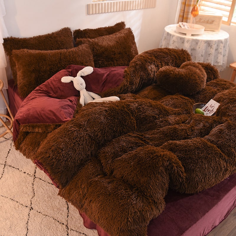 Housse de couette en fausse fourrure avec option parure