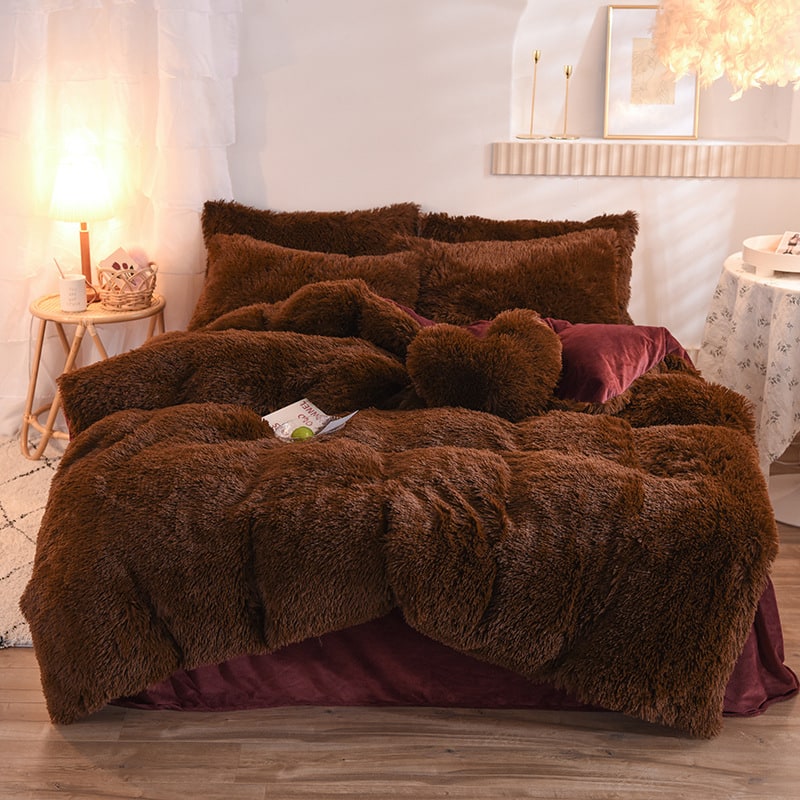 Housse de couette en fausse fourrure avec option parure