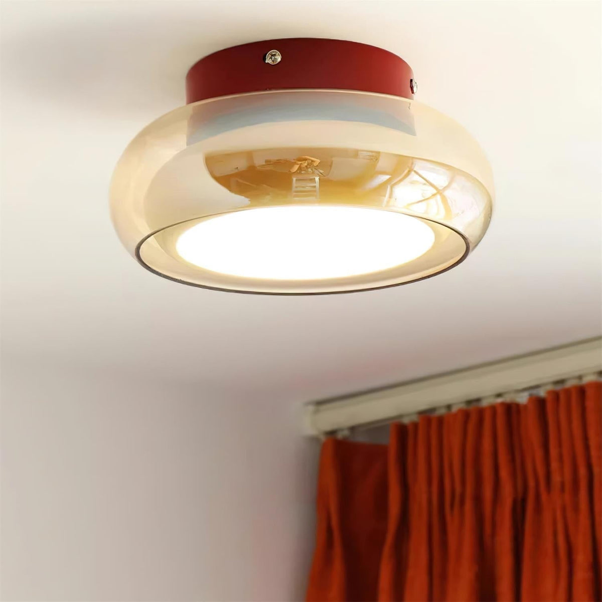 Plafonnier LED à abat-jour en verre coloré, diamètre 20 cm