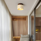 Plafonnier LED en travertin avec base en bois