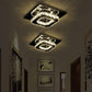 Plafonnier LED carré en métal chromé et verre facetté