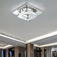 Plafonnier LED carré en métal chromé et verre facetté
