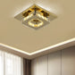Plafonnier LED carré en métal chromé et verre facetté