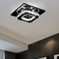 Plafonnier LED carré en métal chromé et verre facetté
