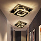 Plafonnier LED carré en métal chromé et verre facetté